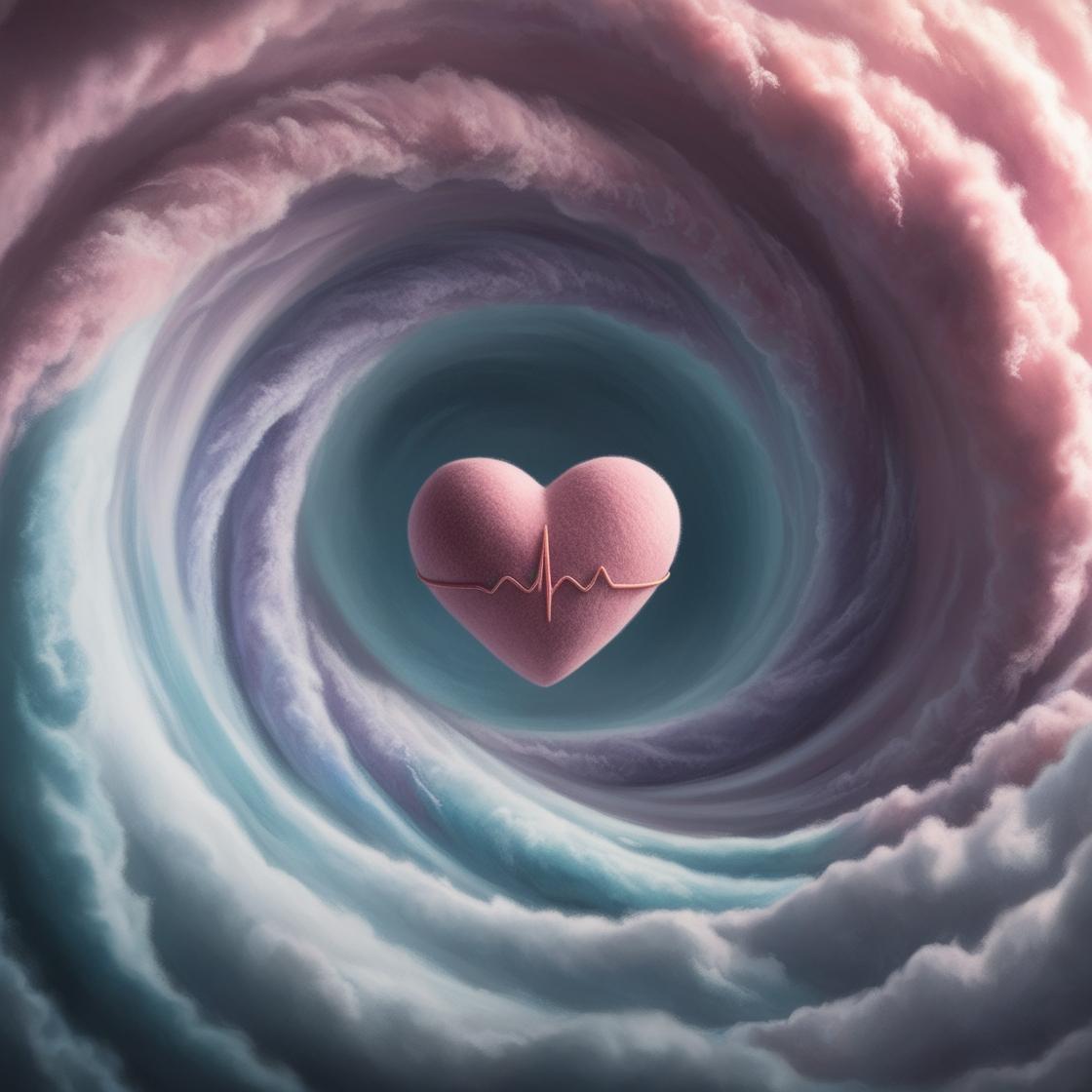 Cozy mind pastel illustration of a calm heart in a storm
